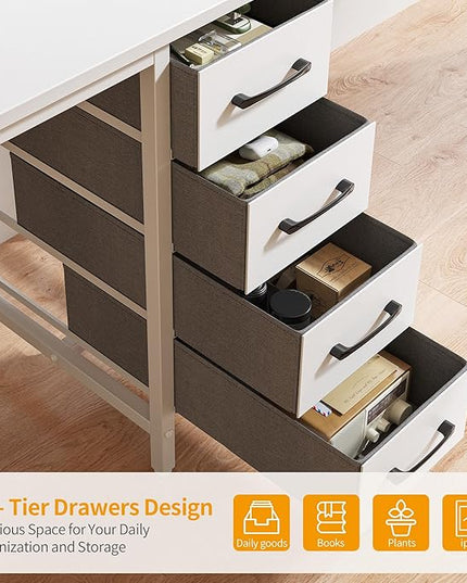 CubiCubi 40 Inch Computer Desk with 4 Drawers, Home Office Small Desk with Storage, Modern Study Writing Desk, White - LeafyLoom