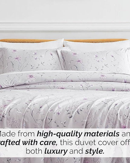 Southshore Fine Living, Inc. 3-Piece Oversized King Comforter Set, Down Alternative All-Season Comforter with Matching Shams, Soft Floral Bedspread for King or Cal King Beds, Secret Meadow Grey - LeafyLoom