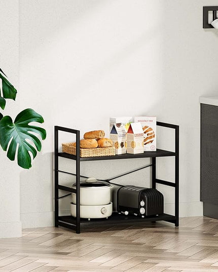 NUMENN 2 Tier Bookshelf, Bookcase Shelf Storage Organizer, Modern Book Shelf for Bedroom, Living Room and Home Office, Black - LeafyLoom