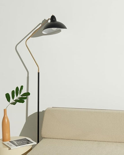 Brightech Swoop LED Floor Lamp, Tall Lamp with Adjustable Head, Modern Floor Reading Lamp for Over Chair, Living Rooms & Offices, Standing Lamp with Heavy Base for Bedrooms, Stunning Living Room Decor - LeafyLoom