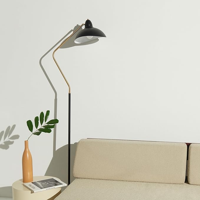 Brightech Swoop LED Floor Lamp, Tall Lamp with Adjustable Head, Modern Floor Reading Lamp for Over Chair, Living Rooms & Offices, Standing Lamp with Heavy Base for Bedrooms, Stunning Living Room Decor - LeafyLoom