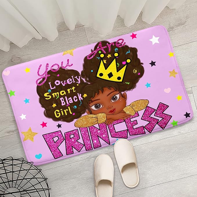 African American Black Girl Rugs for Bedroom African American Rugs for Girls Room Princess Room Decor for Girls Bedroom Decor for Teen Girls Living Room Floor Rugs, Purple, 2'×3' - LeafyLoom