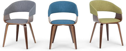 SIMPLIHOME Lowell 17 Inch Mid Century Modern Bentwood Dining Chair in Light Grey Linen Look Fabric, For the Dining Room - LeafyLoom