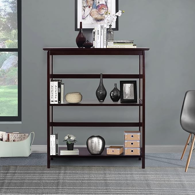 Casual Home Mission Style 3-Shelf Bookcase, Espresso - LeafyLoom