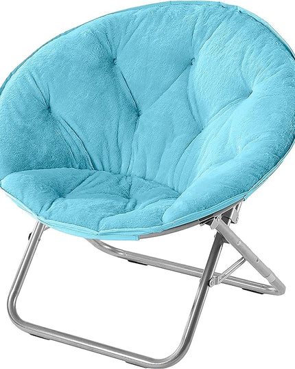 Faux Fur Saucer Chair, Light Blue - LeafyLoom