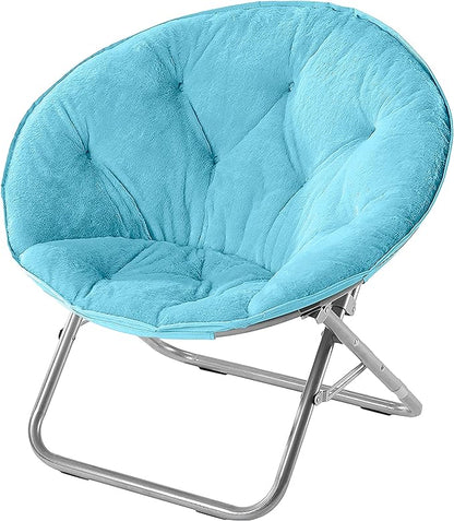 Faux Fur Saucer Chair, Light Blue - LeafyLoom