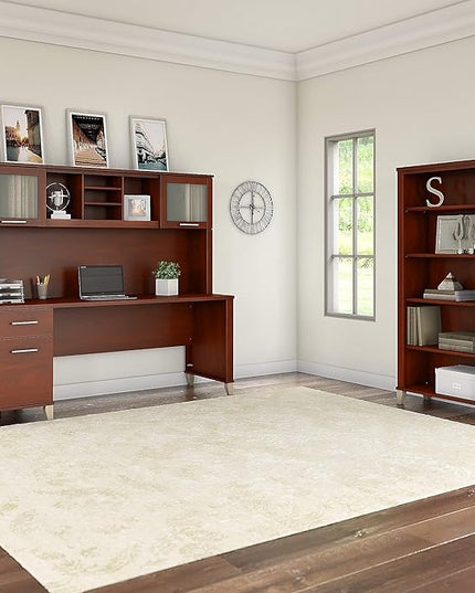 Bush Furniture Somerset 72W Office Desk with Drawers in Hansen Cherry - LeafyLoom