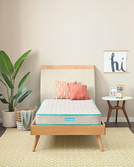 Linenspa 6 Inch Mattress - Firm Feel - Bonnell Spring with Foam Layer - Mattress in a Box - Youth or Kids Bed - Guest Bedroom - Durable and Breathable Support - Affordable - Narrow Twin Size, Grey - LeafyLoom