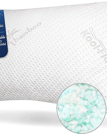 Snuggle-Pedic Shredded Memory Foam Pillow - The Original Cool Pillows for Side, Stomach & Back Sleepers - Sleep Support That Keeps Shape - College Dorm Room Essentials for Girls and Guys - Queen - LeafyLoom
