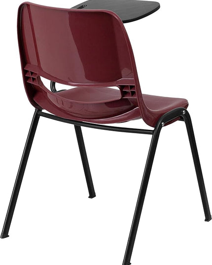 Flash Furniture HERCULES 5 Pack Burgundy Ergonomic Shell Chair with Left Handed Flip-Up Tablet Arm - LeafyLoom