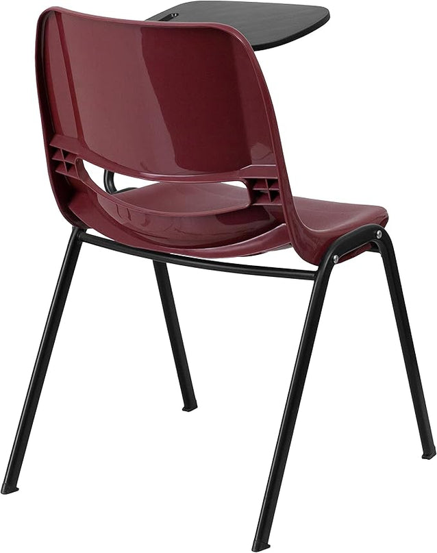 Flash Furniture HERCULES 5 Pack Burgundy Ergonomic Shell Chair with Left Handed Flip-Up Tablet Arm - LeafyLoom