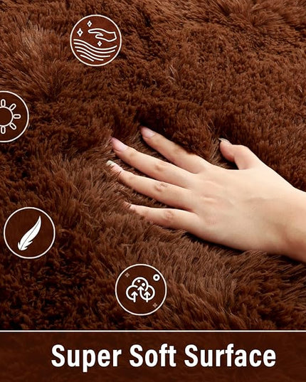 Merelax Soft Shaggy Rug for Kids Bedroom Oval 2.6'x5.3' Brown Plush Fluffy Carpet for Living Room, Furry Carpet for Teen Girls Room, Anti-skid Fuzzy Comfy Rug for Nursery Decor Cute Baby Play Mat - LeafyLoom