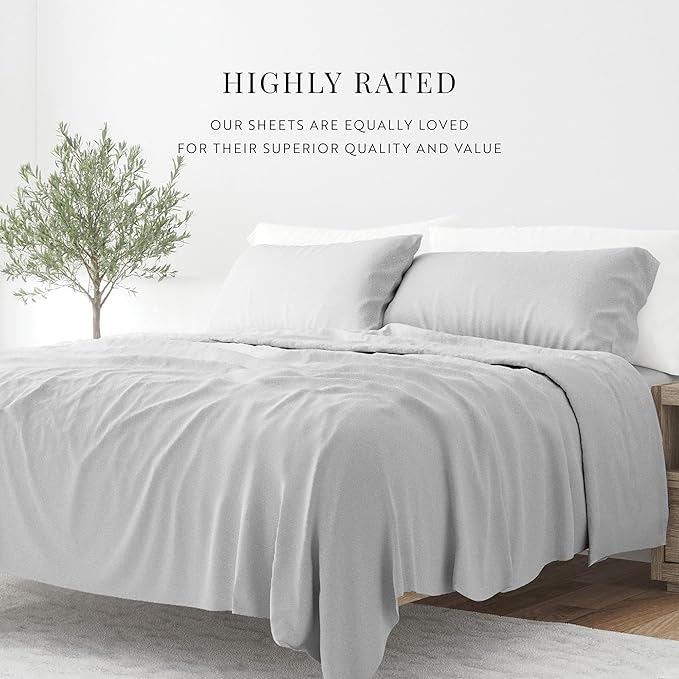 Linen Market Bed Sheets for Queen Size Bed (Light Gray) - Sleep Better Than Ever with These Soft and Cooling Queen Sheets - Deep Pocket Fits 16" Thick Beds - 4 Piece Queen Sheet Set - LeafyLoom