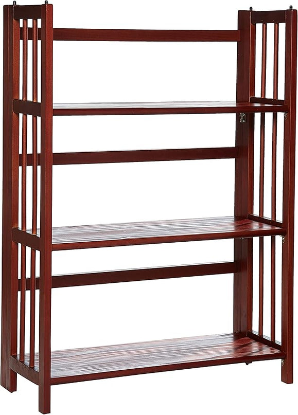 Casual Home 3-Shelf Folding Stackable Bookcase (27.5" Wide)-Walnut - LeafyLoom