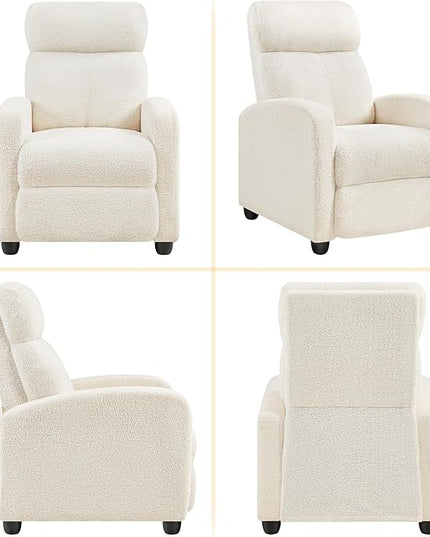 Yaheetech Fabric Recliner Chair Single Sofa Home Theater Seatting Adjustable Modern Single Reclining Chair for Living Room Bedroom Home Theater Ivory - LeafyLoom