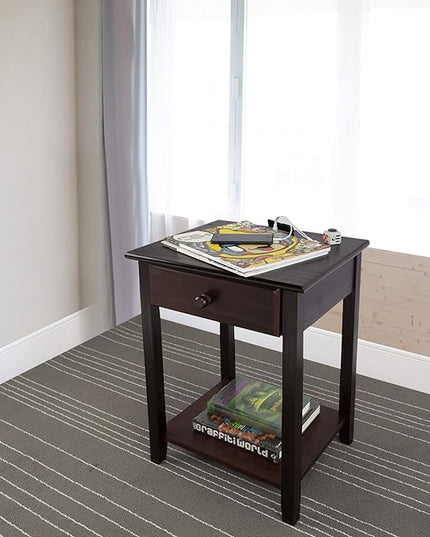 Casual Home Night Owl Nightstand with USB Ports-Espresso - LeafyLoom