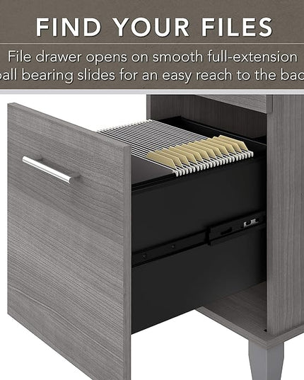 Bush Furniture Somerset 72W Office Desk with Drawers and Hutch in Platinum Gray - LeafyLoom