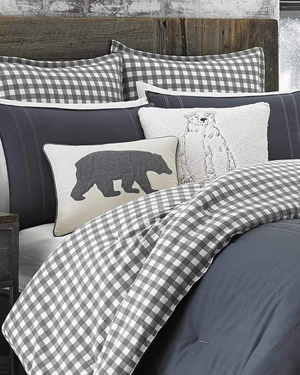 Eddie Bauer - King Comforter Set, Reversible Cotton Bedding with Matching Shams, Pre-Washed for Added Softness (Kingston Charcoal, King) - LeafyLoom