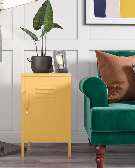 Novogratz Cache Metal Locker, Yellow End Table - LeafyLoom