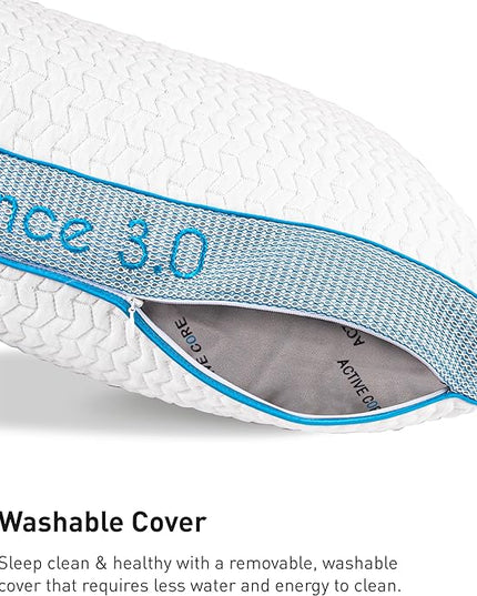 Bedgear Balance Performance Pillow - Size 3.0 - Moisture Wicking Bed Pillows for All Sleep Positions - Medium-Firm - Washable Cover - Back, Stomach, and Side Sleeper Pillow - 20" W x 26" L x 6.5" H - LeafyLoom