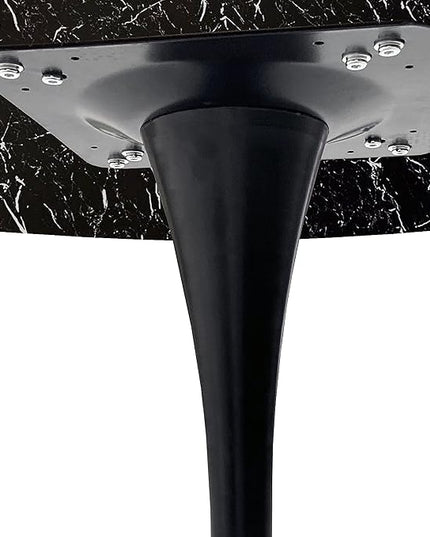 NicBex Dining Table Contemporary Kitchen Table Farmhouse Rustic 42.12" Round Dining Table with Printed Black Marble Table Top, Metal Base Dining Table, End Table Leisure Coffee Table, Black Marble - LeafyLoom