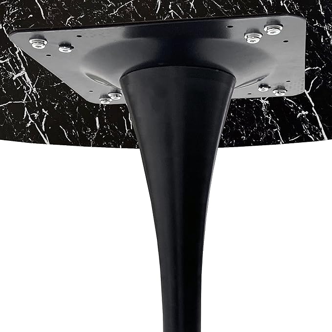 NicBex Dining Table Contemporary Kitchen Table Farmhouse Rustic 42.12" Round Dining Table with Printed Black Marble Table Top, Metal Base Dining Table, End Table Leisure Coffee Table, Black Marble - LeafyLoom