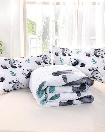CVHOUSE Panda Bedding Set,Panda Comforter Queen,Cute Panda Comforter Set for Girls Kids Teens,Kawaii Panda Quilt Set with 1 Comforter and 2 Pillow Cases- 3 Piece - LeafyLoom