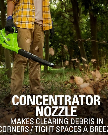 Greenworks 40V Leaf Blower/Sweeper, 150 MPH, Lightweight, Quiet, with 2.0 Ah Battery and Charger - LeafyLoom