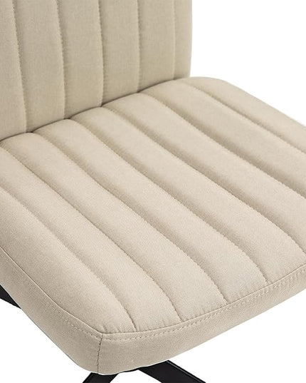 Panana Office Chair Fabric Padded Seat Armless Desk Chair Swivel Computer Task Chair Mid-Back No Wheels Accent Chair (Beige) - LeafyLoom