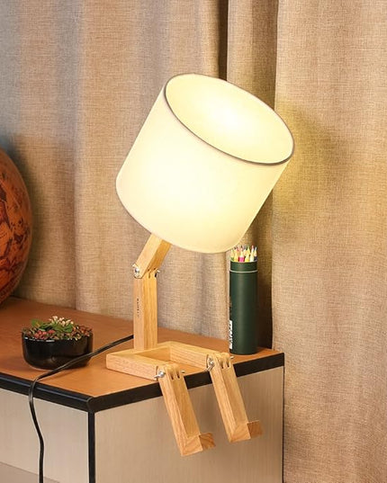 HAITRAL Cute Desk Lamp - Creative Table Lamp with Wood Base Changeable Shape Desk Lamp for Bedroom, Study, Office, Kids Room - LeafyLoom