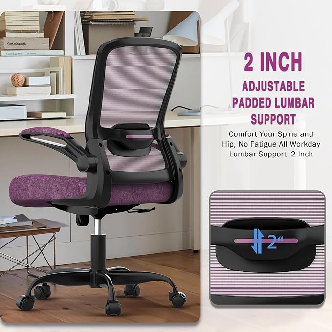 Office Chair, Ergonomic Desk Chair with Adjustable Lumbar Support, High Back Mesh Computer Chair with Flip-up Armrests-BIFMA Passed Task Chairs, Executive Chair for Home Office - LeafyLoom