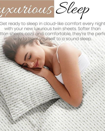 Linen Market 3 Piece Twin Bedding Sheet Set (Sage Arrows) - Sleep Better Than Ever with These Ultra-Soft & Cooling Bed Sheets for Your Twin Size Bed - Deep Pocket Fits 16" Mattress - LeafyLoom