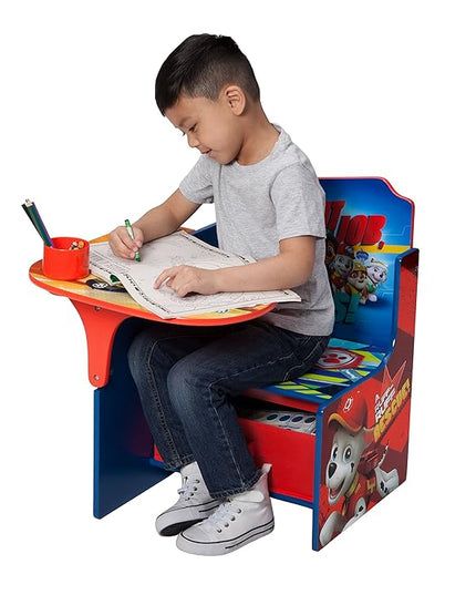 Delta Children Chair Desk with Storage Bin - Ideal for Arts & Crafts, Snack Time, Homeschooling, Homework, Reading & More, Nick Jr. PAW Patrol, with Cup Holders|Arm Rest, Engineered Wood - LeafyLoom