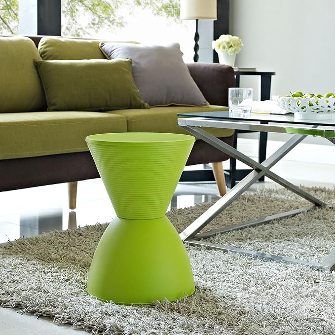 Modway Haste Contemporary Modern Hourglass Accent Stool in Green - LeafyLoom