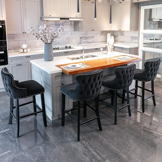 NicBex Haerin-SD-00378-LWJ Dining Chairs, 22"x19"x37", Black - LeafyLoom