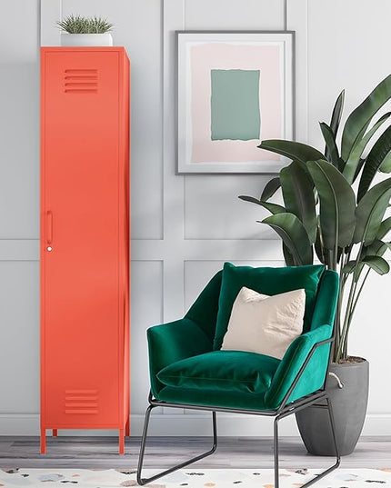 Novogratz Cache Single Metal Locker Storage, Orange Cabinet - LeafyLoom