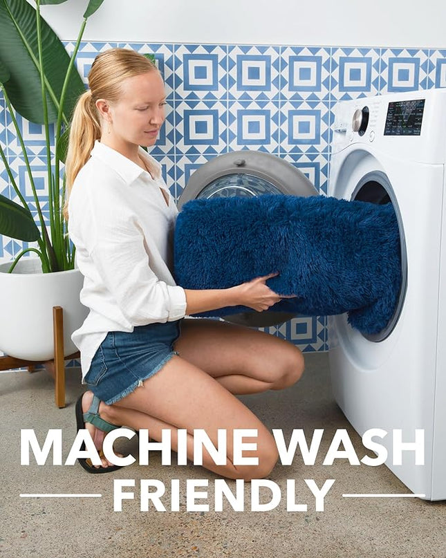 Ophanie Machine Washable 5x8 Blue Rugs for Living Room, Large Navy Fluffy Fuzzy Plush Shag Comfy Soft,Non-Slip Indoor Floor Carpet, Kids Boys Girls,Room,Bedroom,Playroom, Home Decor Aesthetic, Nursery - LeafyLoom