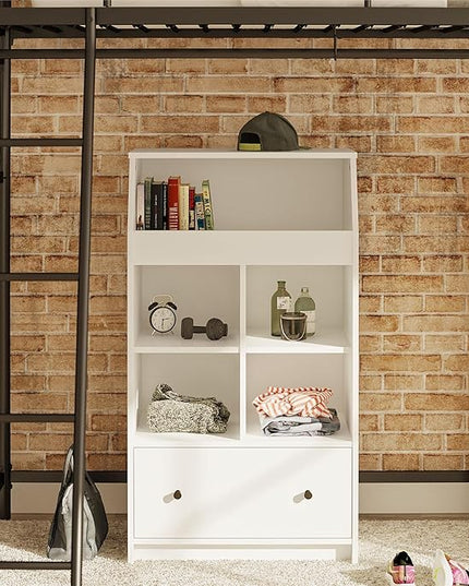 Ameriwood Home The Loft 1 Drawer Storage Tower, White - LeafyLoom