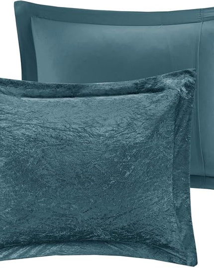 Intelligent Design King Comforter Set, Velvet Comforter Set , Luxury Diamond Quilting Comforter Set, Fluffy Comforter Bed Set with Decorative Pillowand 2 Shams, 4 Piece Teal, King/ Cal King - LeafyLoom