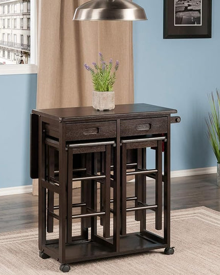 Winsome Suzanne 3-PC Set Space Saver Kitchen, Coffee Finish, 29.61x29.13x32.76 - LeafyLoom