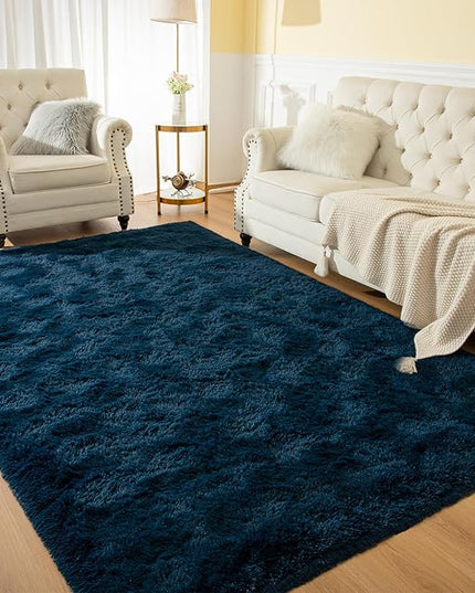 Softlife Rug for Living Room 6x9 Feet Area Rug for Bedroom Super Soft Shaggy Rugs for Kids Room Fluffy Fuzzy Carpets Long Plush Bedside Rug Nursery Christmas Home Decoration for Boys Girls, Navy Blue - LeafyLoom