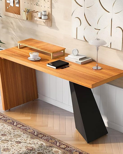 NicBex Laik-DW-00035-DX Desks, 62.99" W x 23.22" D x 29.52" H, Teak - LeafyLoom
