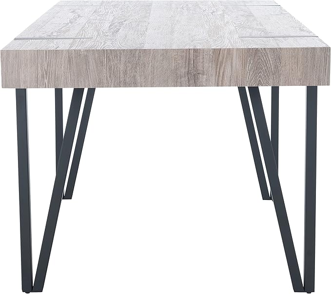 SAFAVIEH Home Collection Alyssa Mid-Century Rustic Industrial Grey Oak/Black Dining Room Table DTB7000C, 0 - LeafyLoom