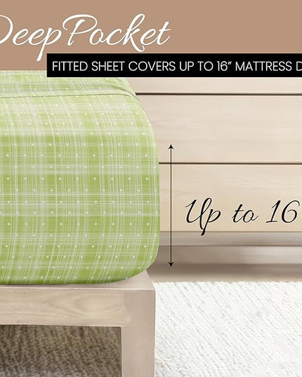 Linen Market 3 Piece Twin Bedding Sheet Set (Moss Polka) - Sleep Better Than Ever with These Ultra-Soft & Cooling Bed Sheets for Your Twin Size Bed - Deep Pocket Fits 16" Mattress - LeafyLoom