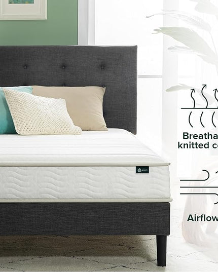 ZINUS 6 Inch Foam and Spring Hybrid Mattress [New Version], Full, Fiberglass free, Medium Firmness, Durable Support, Certified Safe Foams & Fabric, Mattress in A Box - LeafyLoom
