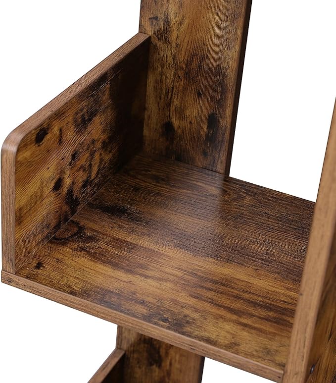 VASAGLE Bookcase, Tree-Shaped Bookshelf with 8 Storage Shelves, Rounded Corners, 19.7 x 9.8 x 55.1 Inches, Rustic Brown ULBC66BXV1 - LeafyLoom