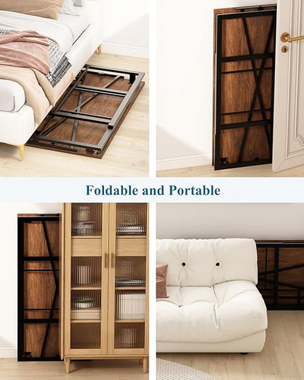 EMODA Folding Computer Desk 40 inch, No Assembly Needed Home Office Table Study Writing Gaming Desk, Mahogany - LeafyLoom