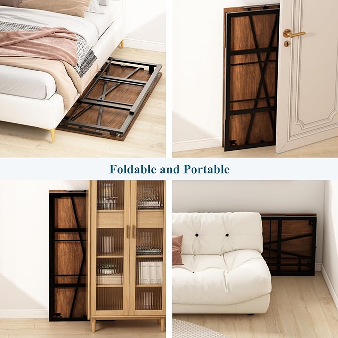 EMODA Folding Computer Desk 40 inch, No Assembly Needed Home Office Table Study Writing Gaming Desk, Mahogany - LeafyLoom