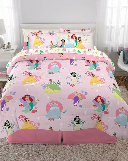 Disney Princess Kids Bedding Super Soft Comforter and Sheet Set with Sham, 7 Piece Full Size, "Official" Disney Product By Franco (PRINTS MAY VARY) - LeafyLoom