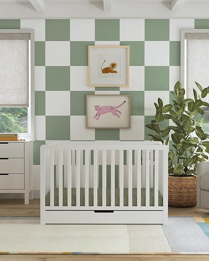 Carter's by DaVinci Colby 4-in-1 Convertible Crib with Trundle Drawer in White, Greenguard Gold Certified, Undercrib Storage - LeafyLoom